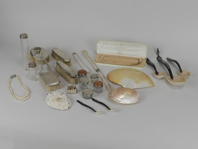 Lot 130 - A collection of silver mounted dressing table wares