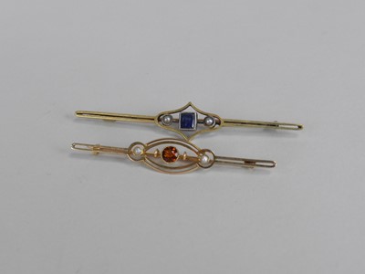 Lot 181 - Two stone set bar brooches