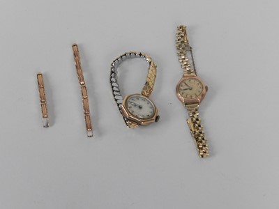 Lot 194 - A 9ct gold wristwatch with plated expandable bracelet