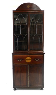 Lot 458 - A circa 1900 mahogany secretaire bookcase,...