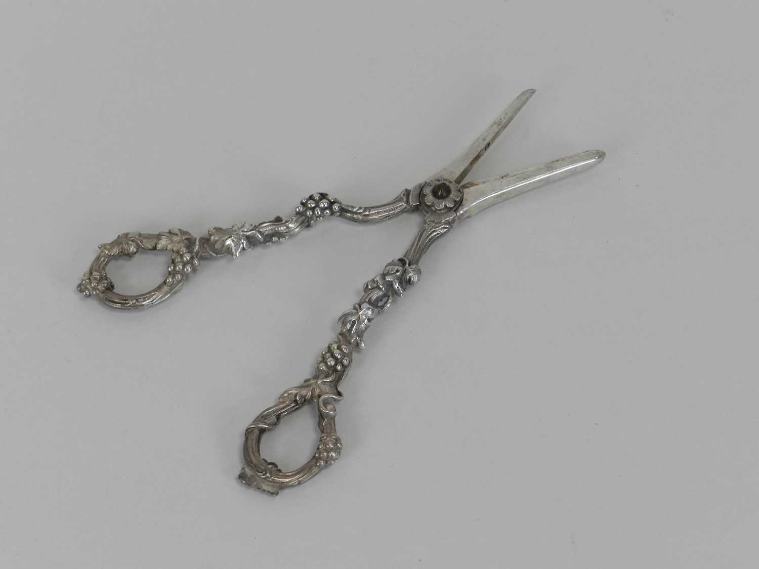 Lot 1 - A pair of Victorian silver grape scissors