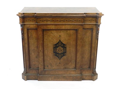 Lot 430 - A Victorian figured walnut breakfront pier...