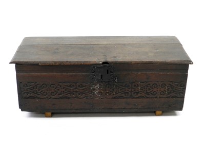 Lot 433 - A 17th century and later oak box, 99cm wide...