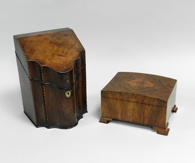 Lot 328 - A George III inlaid mahogany knife box...