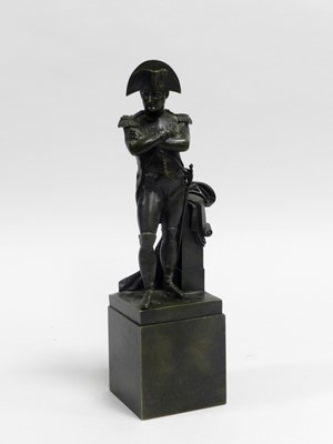 Lot 421 - A French bronze figure of Napoleon, modelled...