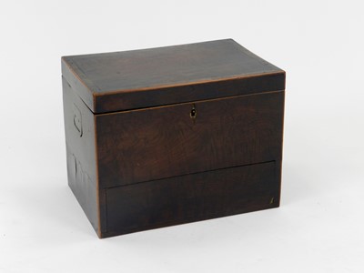Lot 437 - A George III yew veneered box, crossbanded and...
