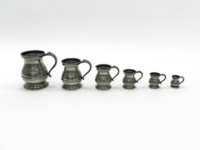 Lot 328 - A Victorian graduated set of 6 pewter measures,...