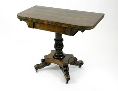 Lot 464 - A William IV rosewood card table, with reeded...