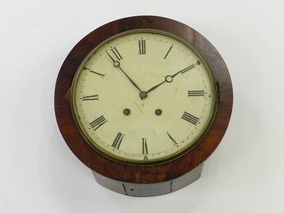 Lot 553 - A 19th centure mahogany veneered wall clock,...