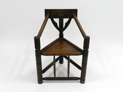 Lot 487 - A Victorian carved oak Turner's chair