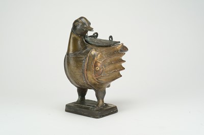 Lot 347 - A Khorasan bronze incense burner in the form of a bird, 19th century