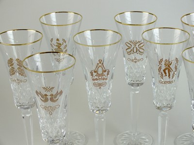 Lot 308 - A collection of Waterford Crystal including '12 Days of Christmas' champagne flutes