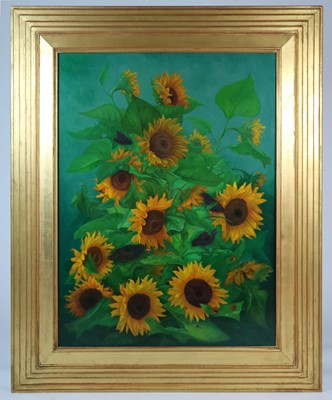 Lot 140 - Denby Sweeting (British 1936-2020) Still Life of Sunflowers and Ladybirds