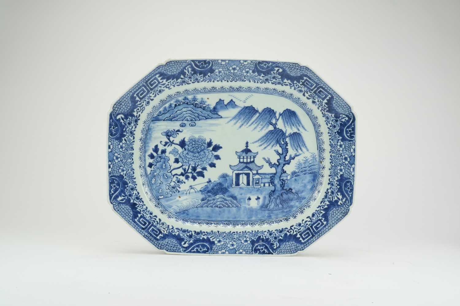 Lot 320 - Three Chinese blue and white oval platters, 18th century
