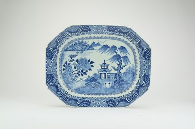 Lot 320 - Three Chinese blue and white oval platters, 18th century