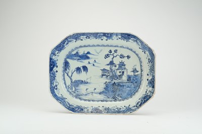 Lot 320 - Three Chinese blue and white oval platters, 18th century