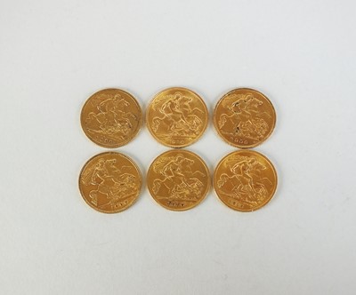 Lot 189 - A collection of six half sovereigns