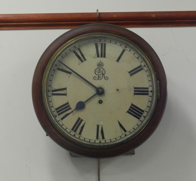 Lot 372 - A George V mahogany fusee type circular wall...