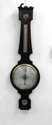 Lot 575 - A 19th century mahogany banjo type barometer,...