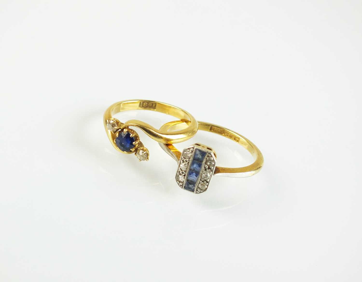 Lot 81 - Two sapphire and diamond rings