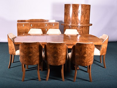 448 - A good art deco walnut dining suite, 'The Celerity', in the manner of Epstein