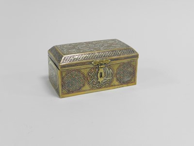 Lot 269 - A near Eastern inlaid brass casket, circa 1900,...