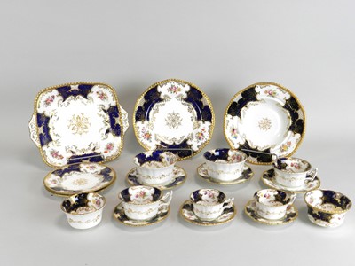 Lot 251 - A matched Coalport blue ‘Batwing’ breakfast...