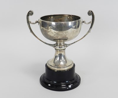 Lot 15 - A silver presentation two handled trophy cup