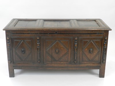 Lot 403 - A late 18th century oak geometric moulded...