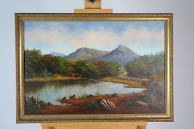 Lot 123 - Kay Leonard (Irish 20th-21st Century) Landscape of Mountains and Pool