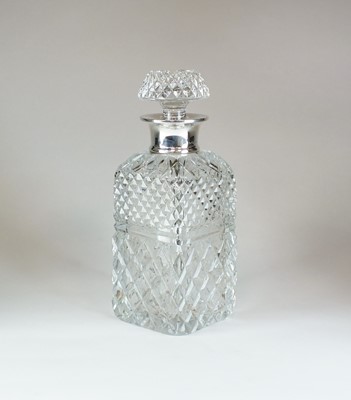 Lot 22 - A silver mounted cut glass decanter