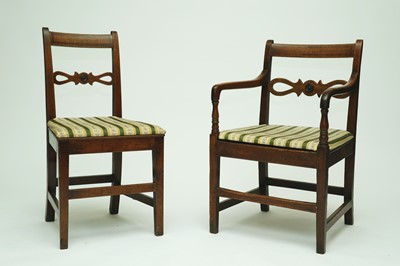 Lot 512 - A set of six 19th century oak dining chairs