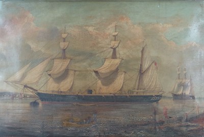 Lot 202 - British School (19th Century) HMS Cormorant, Sloop in Coastal Waters