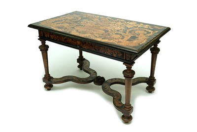 Lot 455 - A late 17th century style Dutch walnut and ebonised marquetry side table, 19th century