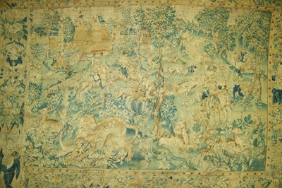 Lot 472 - A large 17th century Flemish tapestry depicting a boar hunt