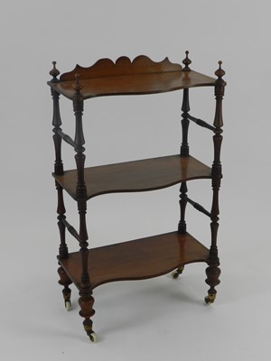 Lot 405 - A Victorian mahogany 3-tier serpentine fronted...