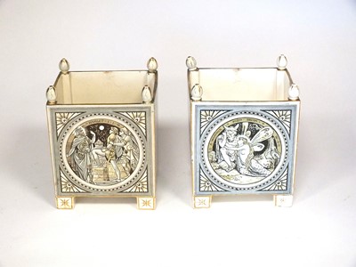 Lot 305 - A pair of Minton tile jardinieres