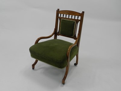 Lot 410 - An Edwardian inlaid upholstered walnut side...