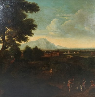 Lot 194 - Circle of Jan Blom (Netherlandish School 17th Century), Travellers in a Landscape
