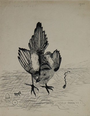 Lot 225 - Wilfred Owen (British 1893-1918), Ink Sketch of a Bird