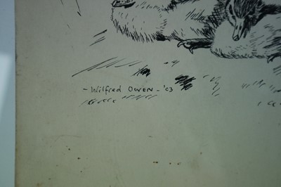 Lot 224 - Wilfred Owen (British 1893-1918), Ink Sketch of Three Ducklings