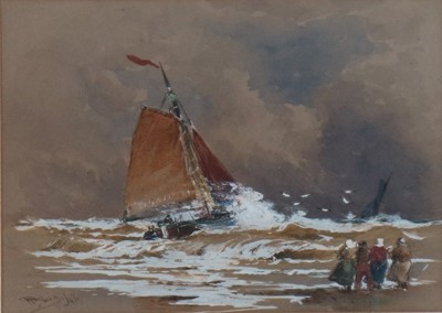 Lot 231 - Thomas Bush Hardy (British, 1842-1897), A Boat Leaving Shore