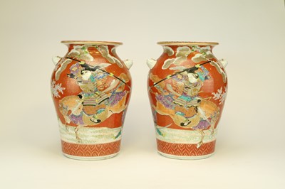 Lot 344 - A pair of Japanese Kutani vases, Meiji period