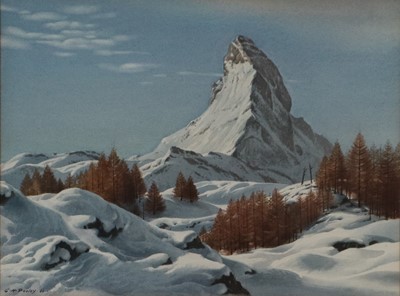 Lot 133 - Geoffrey H Pooley (British 20th-21st Century) Snow Capped Mountain