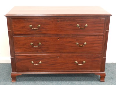 Lot 413 - A 19th century mahogany chest of three long...