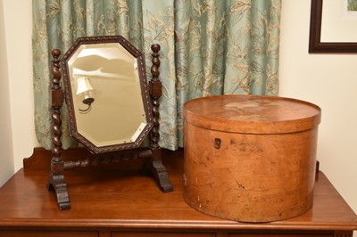 Lot 194 - An Edwardian oak swing toilet mirror, with...