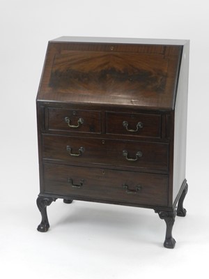 Lot 419 - An Edwardian mahogany bureau, the fall front...