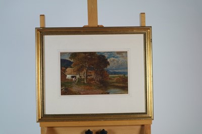 Lot 397 - J Johnson (British 19th Century) Watercolour of Cows on a Farm Track