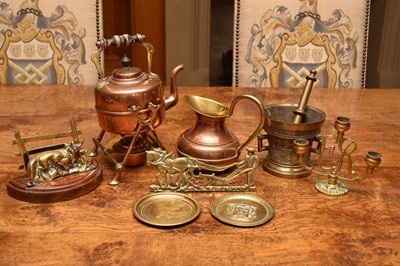 Lot 247 - A group of copper and brasswares to include an...