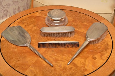 Lot 268 - A silver mounted five piece dressing table set